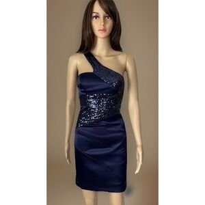 Short Formal Homecoming Prom Cocktail Sequin Satin Dress Sz Junior 2